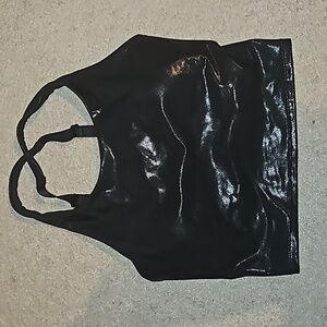 Black shiny sparkly yoga top